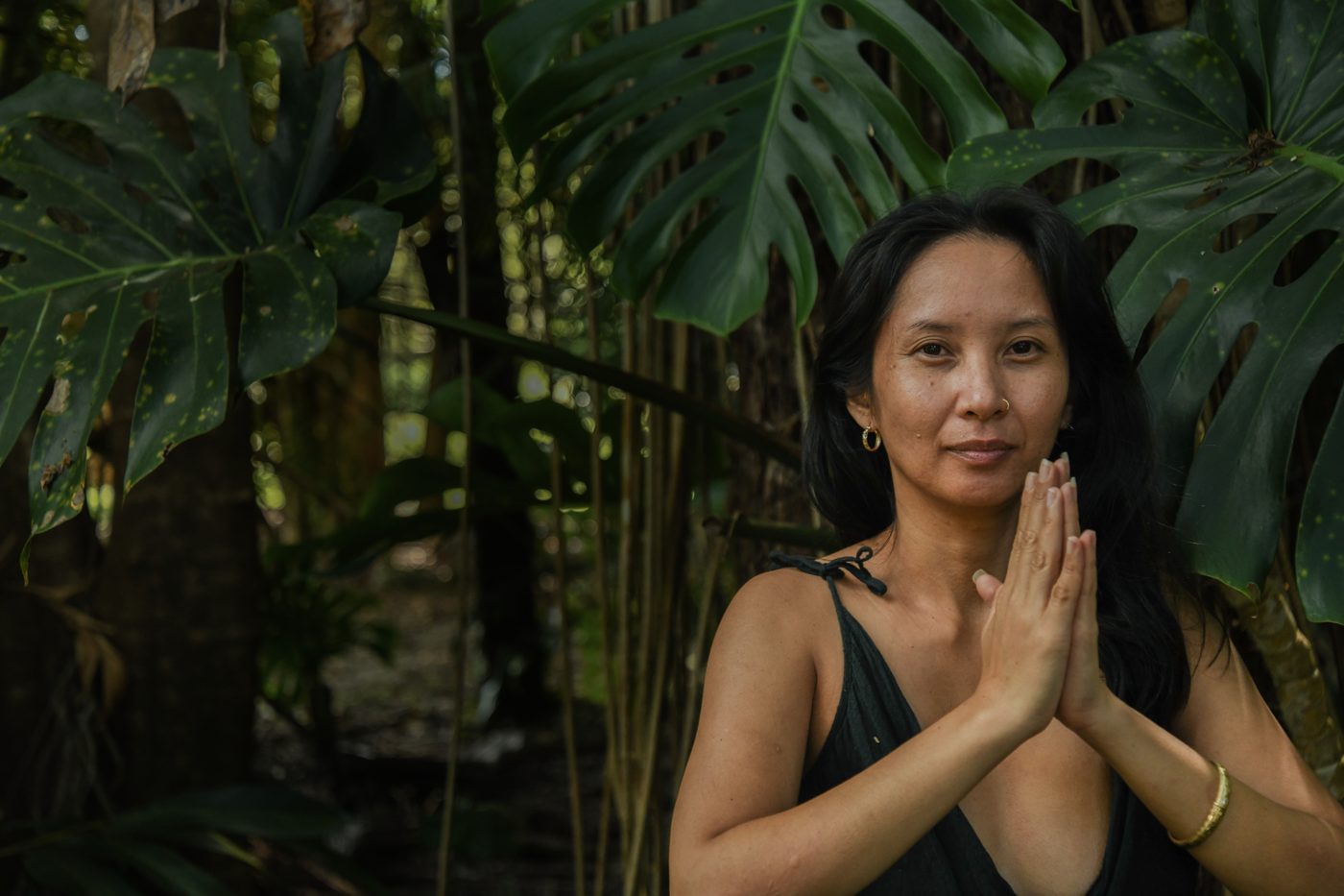 Sofia in a quiet namaste